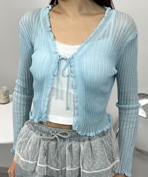 sevens(セブンズ)の「【sevens】CD Vネックレースアップカーディガン(カーディガン/ボレロ・レディース・ブラック/サックスブルー/ホワイト・FREE)」の16枚目の写真