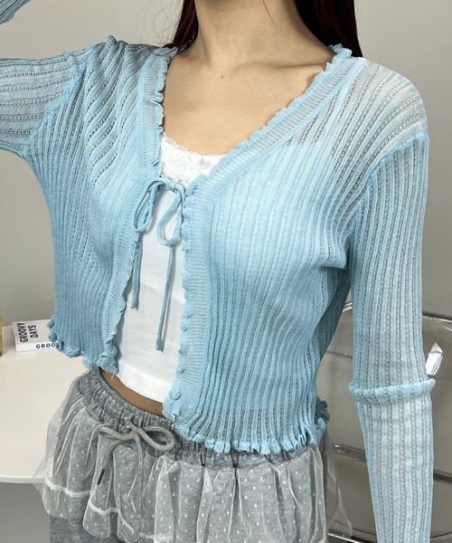 sevens(セブンズ)の「【sevens】CD Vネックレースアップカーディガン(カーディガン/ボレロ・レディース・ブラック/サックスブルー/ホワイト・FREE)」の18枚目の写真