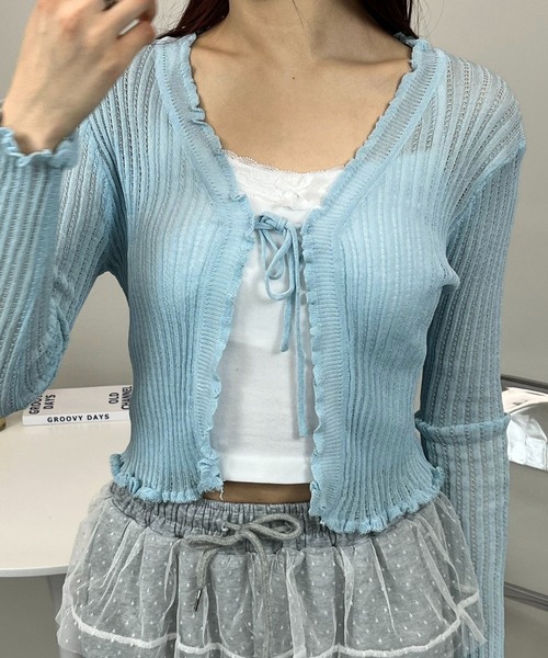 sevens(セブンズ)の「【sevens】CD Vネックレースアップカーディガン(カーディガン/ボレロ・レディース・ブラック/サックスブルー/ホワイト・FREE)」の19枚目の写真