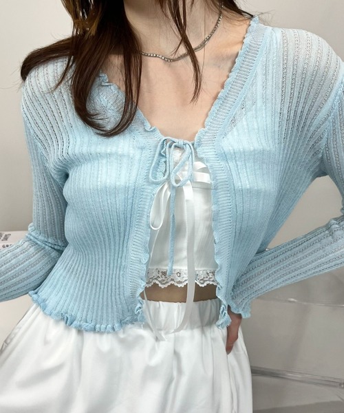 sevens(セブンズ)の「【sevens】CD Vネックレースアップカーディガン(カーディガン/ボレロ・レディース・ブラック/サックスブルー/ホワイト・FREE)」の20枚目の写真