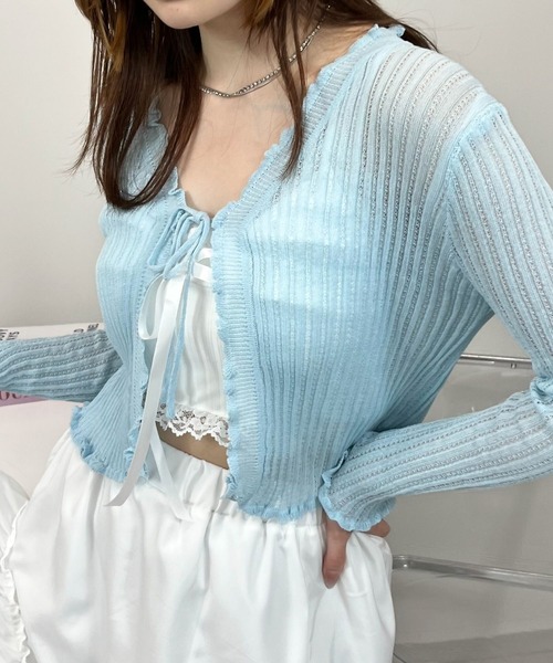 sevens(セブンズ)の「【sevens】CD Vネックレースアップカーディガン(カーディガン/ボレロ・レディース・ブラック/サックスブルー/ホワイト・FREE)」の21枚目の写真