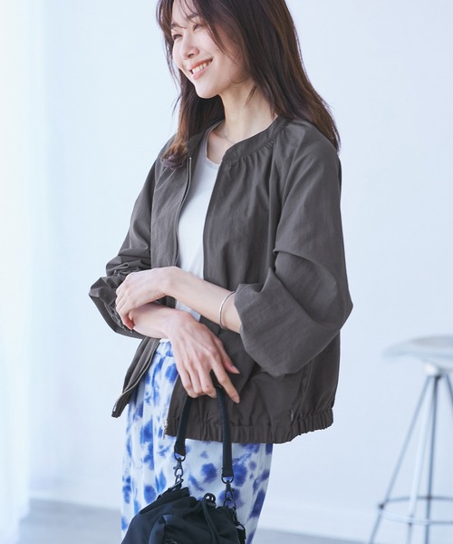 ROPE' PICNIC(ロペピクニック)の「【撥水加工・花粉ガード】リサイクルナイロンブルゾン(ブルゾン・レディース・チャコールグレー/ベージュ/ホワイト系その他・38)」の8枚目の写真