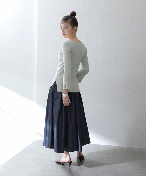 La TOTALITE(ラトータリテ)の「【洗える】オフネックリブプルオーバー(ニット/セーター・レディース・スカイブルー/ライトイエロー/ホワイト/ネイビー・FREE)」の20枚目の写真