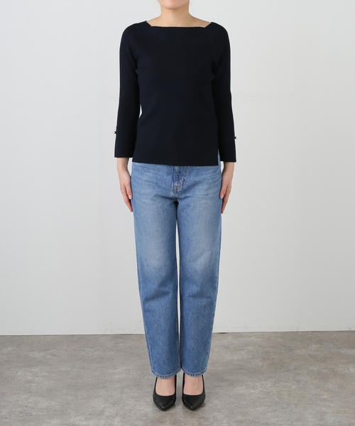 La TOTALITE(ラトータリテ)の「【洗える】オフネックリブプルオーバー(ニット/セーター・レディース・スカイブルー/ライトイエロー/ホワイト/ネイビー・FREE)」の13枚目の写真