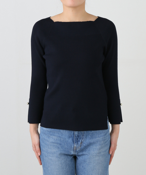 La TOTALITE(ラトータリテ)の「【洗える】オフネックリブプルオーバー(ニット/セーター・レディース・スカイブルー/ライトイエロー/ホワイト/ネイビー・FREE)」の12枚目の写真