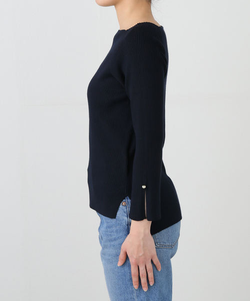 La TOTALITE(ラトータリテ)の「【洗える】オフネックリブプルオーバー(ニット/セーター・レディース・スカイブルー/ライトイエロー/ホワイト/ネイビー・FREE)」の11枚目の写真