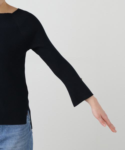 La TOTALITE(ラトータリテ)の「【洗える】オフネックリブプルオーバー(ニット/セーター・レディース・スカイブルー/ライトイエロー/ホワイト/ネイビー・FREE)」の8枚目の写真