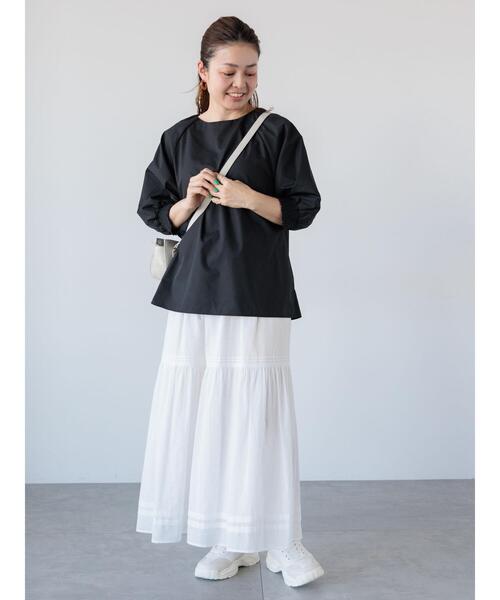 Lugnoncure（ルノンキュール）の「無地/柄アソート袖口シャーリングブラウス（シャツ/ブラウス・レディース・キナリ/イエロー/ネイビー/オフホワイト/ブラック・F）」の17枚目の写真