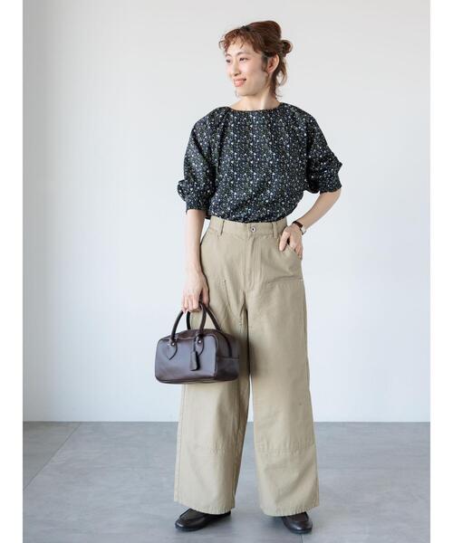 Lugnoncure（ルノンキュール）の「無地/柄アソート袖口シャーリングブラウス（シャツ/ブラウス・レディース・キナリ/イエロー/ネイビー/オフホワイト/ブラック・F）」の19枚目の写真