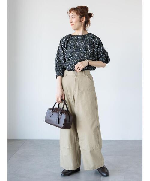 Lugnoncure（ルノンキュール）の「無地/柄アソート袖口シャーリングブラウス（シャツ/ブラウス・レディース・キナリ/イエロー/ネイビー/オフホワイト/ブラック・F）」の20枚目の写真