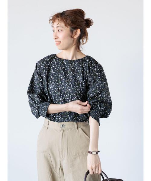 Lugnoncure（ルノンキュール）の「無地/柄アソート袖口シャーリングブラウス（シャツ/ブラウス・レディース・キナリ/イエロー/ネイビー/オフホワイト/ブラック・F）」の21枚目の写真