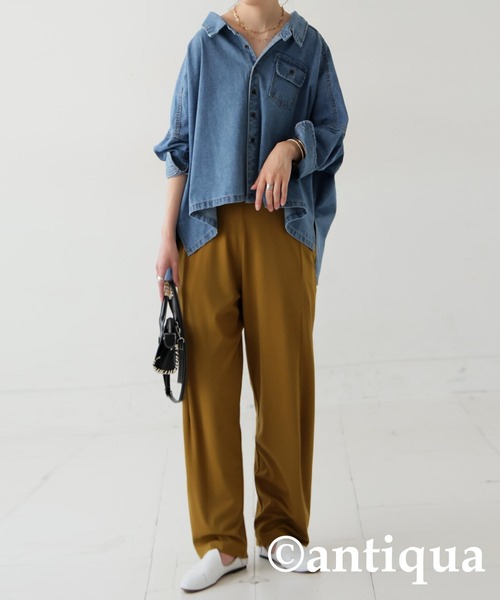 antiqua(アンティカ)の「デニムワイドジャケット(デニムジャケット・レディース・ライトブルー/ブルー・ONESIZE)」の3枚目の写真