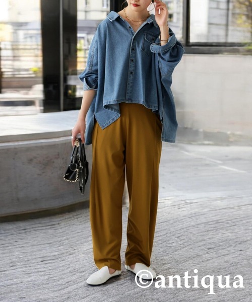 antiqua(アンティカ)の「デニムワイドジャケット(デニムジャケット・レディース・ライトブルー/ブルー・ONESIZE)」の5枚目の写真