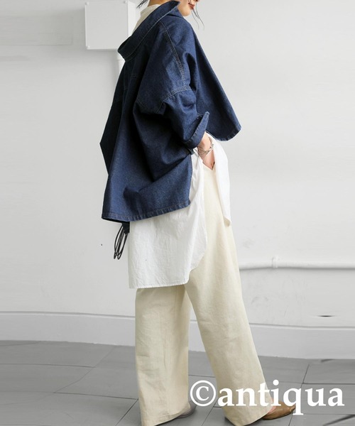 antiqua(アンティカ)の「デニムワイドジャケット(デニムジャケット・レディース・ライトブルー/ブルー・ONESIZE)」の8枚目の写真