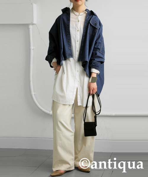 antiqua(アンティカ)の「デニムワイドジャケット(デニムジャケット・レディース・ライトブルー/ブルー・ONESIZE)」の10枚目の写真