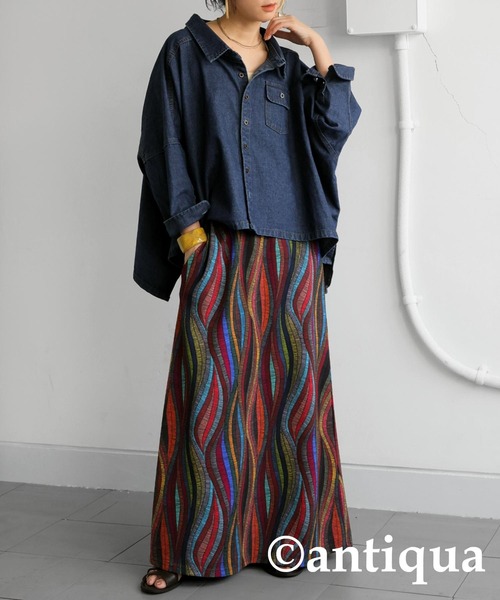 antiqua(アンティカ)の「デニムワイドジャケット(デニムジャケット・レディース・ライトブルー/ブルー・ONESIZE)」の12枚目の写真