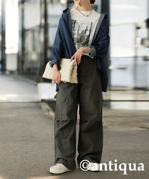 antiqua(アンティカ)の「デニムワイドジャケット(デニムジャケット・レディース・ライトブルー/ブルー・ONESIZE)」の13枚目の写真