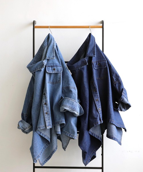 antiqua(アンティカ)の「デニムワイドジャケット(デニムジャケット・レディース・ライトブルー/ブルー・ONESIZE)」の14枚目の写真