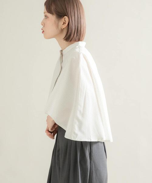 KBF（ケイビーエフ）の「ストライプマントシャツ（シャツ/ブラウス・レディース・ブルー/チャコールグレー/アイボリー・ONE）」の7枚目の写真