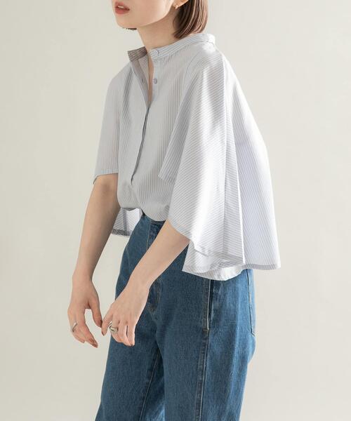 KBF（ケイビーエフ）の「ストライプマントシャツ（シャツ/ブラウス・レディース・ブルー/チャコールグレー/アイボリー・ONE）」の16枚目の写真