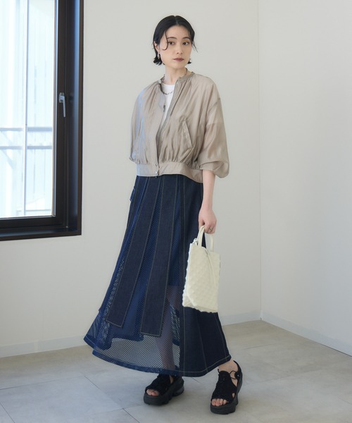 Paradise Picnic(パラダイスピクニック)の「シアーギャザーブルゾン(ブルゾン・レディース・グレイッシュベージュ/チャコールグレー・FREE)」の17枚目の写真