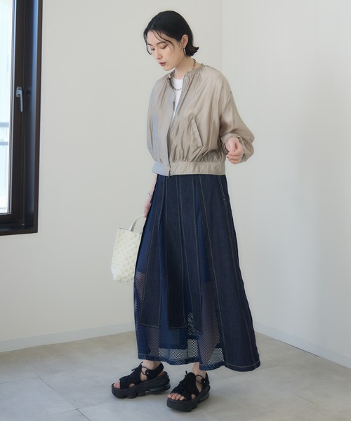 Paradise Picnic(パラダイスピクニック)の「シアーギャザーブルゾン(ブルゾン・レディース・グレイッシュベージュ/チャコールグレー・FREE)」の18枚目の写真