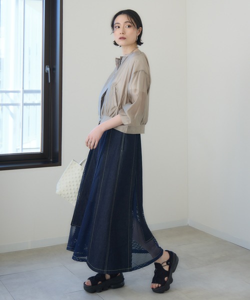 Paradise Picnic(パラダイスピクニック)の「シアーギャザーブルゾン(ブルゾン・レディース・グレイッシュベージュ/チャコールグレー・FREE)」の19枚目の写真