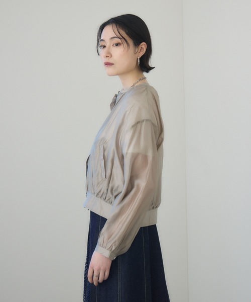 Paradise Picnic(パラダイスピクニック)の「シアーギャザーブルゾン(ブルゾン・レディース・グレイッシュベージュ/チャコールグレー・FREE)」の21枚目の写真