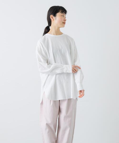 kagure かぐれ リネン混 クルーネックTシャツ 日本製 フリーサイズ kagure かぐれ リネン混 クルーネックTシャツ 日本製