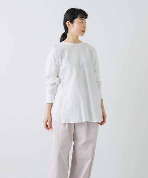 kagure かぐれ リネン混 クルーネックTシャツ 日本製 フリーサイズ かぐれ - kagure かぐれ リネン混 クルーネックTシャツ 日本製