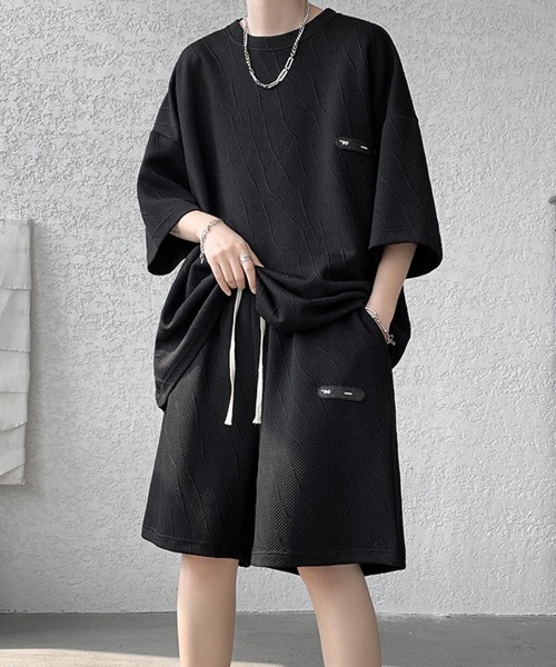 NEW GENTLEMAN（ニュージェントルマン）の「【2点SET】マグノリアジャガード セットアップ T＆ショーツ（Tシャツ/カットソー・メンズ・ブラック/ブラウン/ホワイト・M/XL/L）」の21枚目の写真