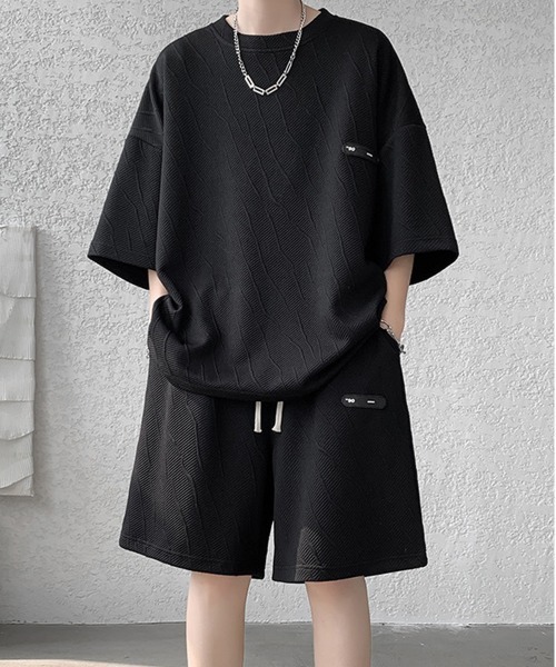 NEW GENTLEMAN（ニュージェントルマン）の「【2点SET】マグノリアジャガード セットアップ T＆ショーツ（Tシャツ/カットソー・メンズ・ブラック/ブラウン/ホワイト・M/XL/L）」の20枚目の写真