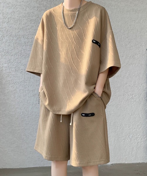 NEW GENTLEMAN（ニュージェントルマン）の「【2点SET】マグノリアジャガード セットアップ T＆ショーツ（Tシャツ/カットソー・メンズ・ブラック/ブラウン/ホワイト・M/XL/L）」の19枚目の写真