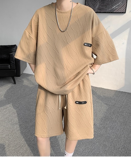 NEW GENTLEMAN（ニュージェントルマン）の「【2点SET】マグノリアジャガード セットアップ T＆ショーツ（Tシャツ/カットソー・メンズ・ブラック/ブラウン/ホワイト・M/XL/L）」の17枚目の写真