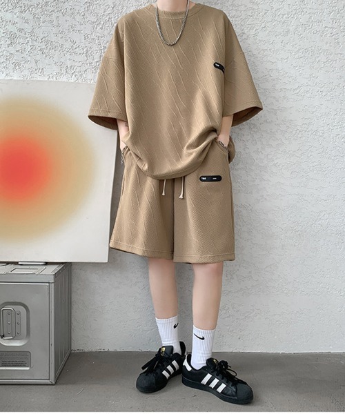 NEW GENTLEMAN（ニュージェントルマン）の「【2点SET】マグノリアジャガード セットアップ T＆ショーツ（Tシャツ/カットソー・メンズ・ブラック/ブラウン/ホワイト・M/XL/L）」の13枚目の写真