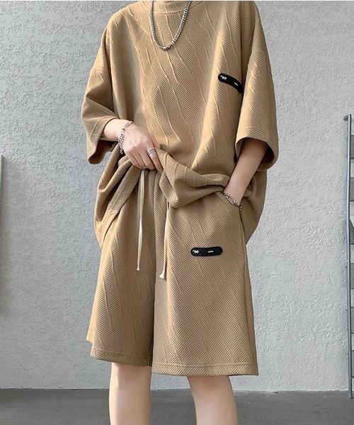 NEW GENTLEMAN（ニュージェントルマン）の「【2点SET】マグノリアジャガード セットアップ T＆ショーツ（Tシャツ/カットソー・メンズ・ブラック/ブラウン/ホワイト・M/XL/L）」の12枚目の写真