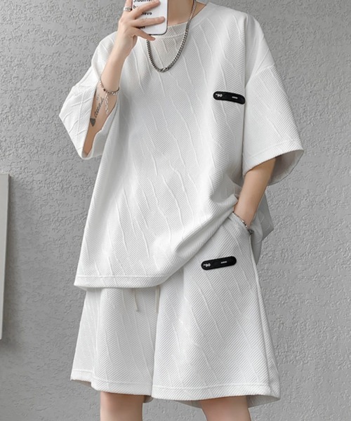 NEW GENTLEMAN（ニュージェントルマン）の「【2点SET】マグノリアジャガード セットアップ T＆ショーツ（Tシャツ/カットソー・メンズ・ブラック/ブラウン/ホワイト・M/XL/L）」の9枚目の写真