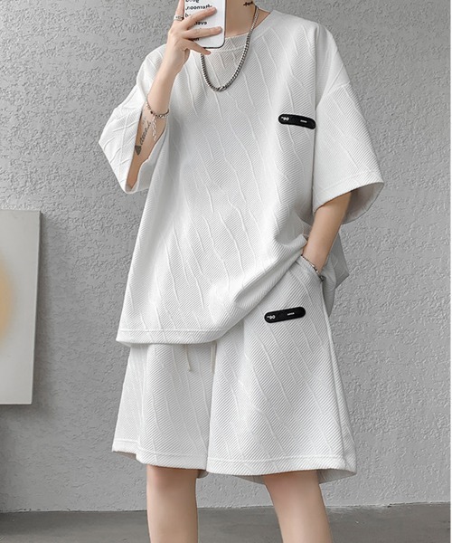 NEW GENTLEMAN（ニュージェントルマン）の「【2点SET】マグノリアジャガード セットアップ T＆ショーツ（Tシャツ/カットソー・メンズ・ブラック/ブラウン/ホワイト・M/XL/L）」の7枚目の写真