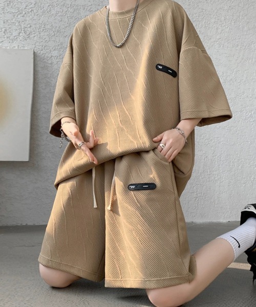 NEW GENTLEMAN（ニュージェントルマン）の「【2点SET】マグノリアジャガード セットアップ T＆ショーツ（Tシャツ/カットソー・メンズ・ブラック/ブラウン/ホワイト・M/XL/L）」の18枚目の写真