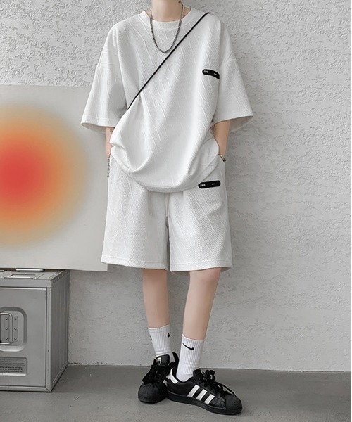 NEW GENTLEMAN（ニュージェントルマン）の「【2点SET】マグノリアジャガード セットアップ T＆ショーツ（Tシャツ/カットソー・メンズ・ブラック/ブラウン/ホワイト・M/XL/L）」の10枚目の写真