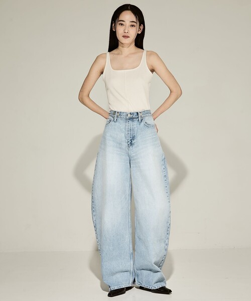 ★日本未入荷*PULL&BEAR*新作*バレルレッグデニム/PALE INDIGO★ BASICKS - 【25SS】バレル ルーズ フィット デニム / BARREL