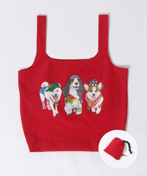SITRY(シトリー)の「Animal Front & Back Print Eco Bag/猫&犬 アニマル エコバッグ ポケッタブルバッグ ショッピングバッグ(エコバッグ/サブバッグ・レディース・ブルー/グレー系その他/レッド系その他/ライトグレー/レッド/グレー系その他2/チャコール/ブルー系その他・FREE)」の8枚目の写真
