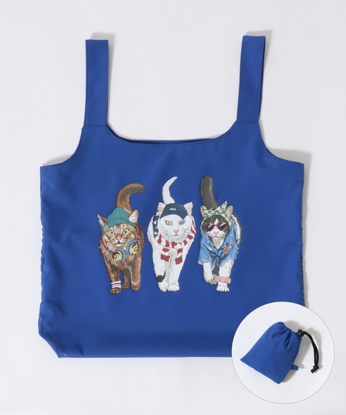 SITRY(シトリー)の「Animal Front & Back Print Eco Bag/猫&犬 アニマル エコバッグ ポケッタブルバッグ ショッピングバッグ(エコバッグ/サブバッグ・レディース・ブルー/グレー系その他/レッド系その他/ライトグレー/レッド/グレー系その他2/チャコール/ブルー系その他・FREE)」の5枚目の写真
