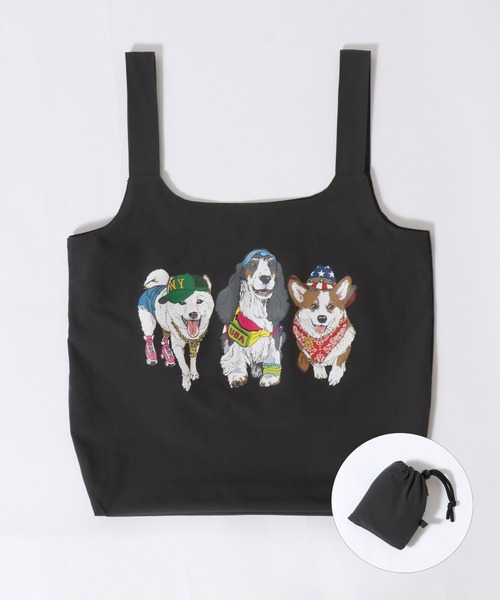 SITRY(シトリー)の「Animal Front & Back Print Eco Bag/猫&犬 アニマル エコバッグ ポケッタブルバッグ ショッピングバッグ(エコバッグ/サブバッグ・レディース・ブルー/グレー系その他/レッド系その他/ライトグレー/レッド/グレー系その他2/チャコール/ブルー系その他・FREE)」の4枚目の写真
