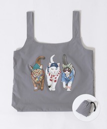 Animal Front ＆ Back Print Eco Bag/猫＆犬 アニマル エコバッグ ポケッタブルバッグ ショッピングバッグ