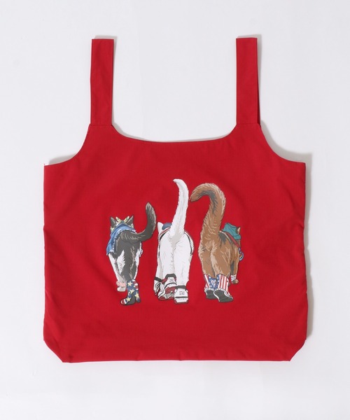 SITRY(シトリー)の「Animal Front & Back Print Eco Bag/猫&犬 アニマル エコバッグ ポケッタブルバッグ ショッピングバッグ(エコバッグ/サブバッグ・レディース・ブルー/グレー系その他/レッド系その他/ライトグレー/レッド/グレー系その他2/チャコール/ブルー系その他・FREE)」の18枚目の写真