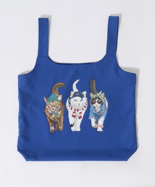 SITRY(シトリー)の「Animal Front & Back Print Eco Bag/猫&犬 アニマル エコバッグ ポケッタブルバッグ ショッピングバッグ(エコバッグ/サブバッグ・レディース・ブルー/グレー系その他/レッド系その他/ライトグレー/レッド/グレー系その他2/チャコール/ブルー系その他・FREE)」の15枚目の写真