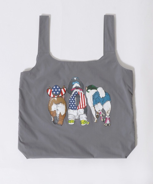 SITRY(シトリー)の「Animal Front & Back Print Eco Bag/猫&犬 アニマル エコバッグ ポケッタブルバッグ ショッピングバッグ(エコバッグ/サブバッグ・レディース・ブルー/グレー系その他/レッド系その他/ライトグレー/レッド/グレー系その他2/チャコール/ブルー系その他・FREE)」の22枚目の写真