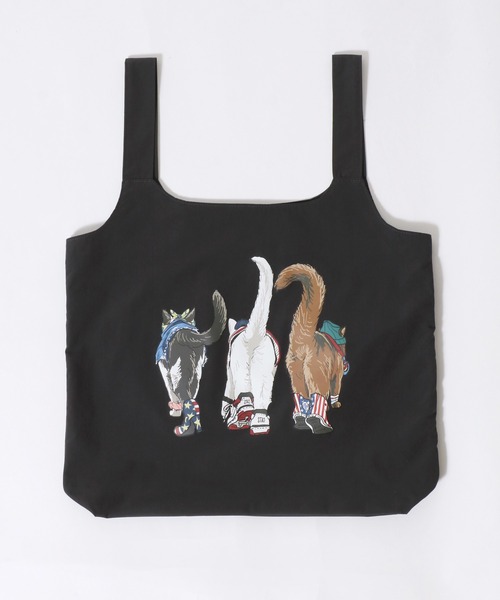 SITRY(シトリー)の「Animal Front & Back Print Eco Bag/猫&犬 アニマル エコバッグ ポケッタブルバッグ ショッピングバッグ(エコバッグ/サブバッグ・レディース・ブルー/グレー系その他/レッド系その他/ライトグレー/レッド/グレー系その他2/チャコール/ブルー系その他・FREE)」の14枚目の写真