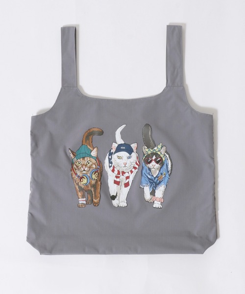 SITRY(シトリー)の「Animal Front & Back Print Eco Bag/猫&犬 アニマル エコバッグ ポケッタブルバッグ ショッピングバッグ(エコバッグ/サブバッグ・レディース・ブルー/グレー系その他/レッド系その他/ライトグレー/レッド/グレー系その他2/チャコール/ブルー系その他・FREE)」の11枚目の写真